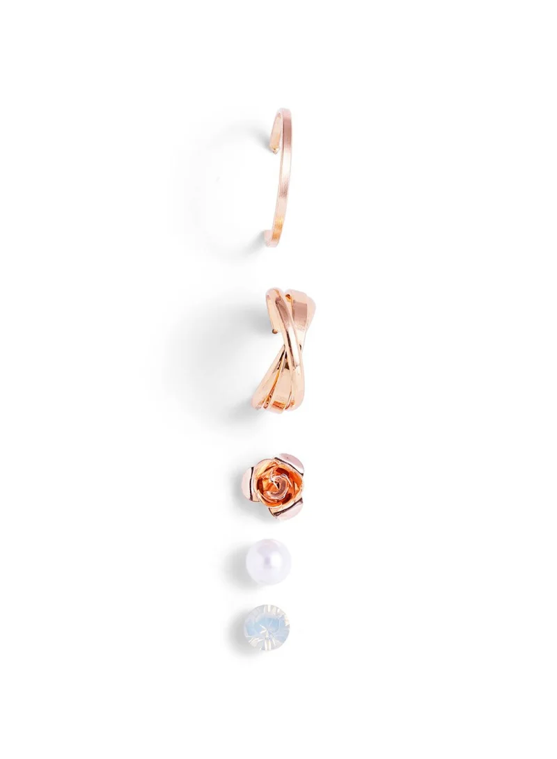 Priyaasi Set Of 6 Plated Contemporary Hoop Earrings