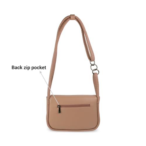 Mochi Women's Beige Fashionable Faux Leather Sling Bag (66-431) - Image 4