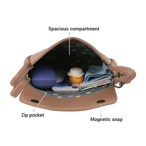 Mochi Women's Beige Fashionable Faux Leather Sling Bag (66-431) - Image 5