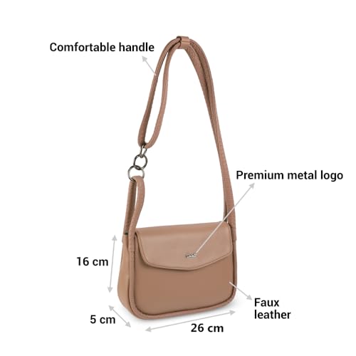 Mochi Women's Beige Fashionable Faux Leather Sling Bag (66-431) - Image 3