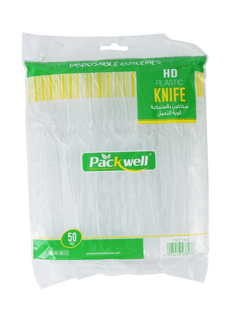 packwell Clear HD Knife- PWCT1616 Premium-Quality BPA-Free, Food grade and Hygienic Perfect for Parcels, Large Gatherings, Takeout, Etc Clear  - Image 1
