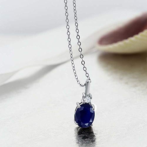 Gem Stone King 2.55 Cttw Blue Sapphire Necklace For Women | 925 Sterling Silver | Gemstone Birthstone | Oval 9X7MM Pendant Necklace | With 18 Inch Silver Chain - Image 3