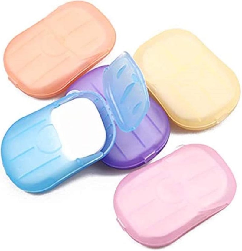 5 Boxes Portable Disposable Hand Washing and Bathing Travel Soap, Sliced Foam Sliding Soap Paper for Outdoor Travel (20 pcs per Box)
