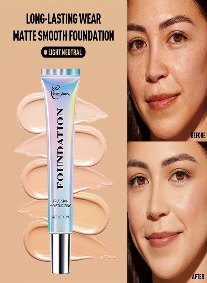 OKADY Hydrating Foundation Liquid 45ml - Medium Coverage, Natural Skin Finish, Buildable & Long Lasting Makeup with Hyaluronic Acid & Niacinamide - Includes Foundation Brush & Blender Sponge (WO5) - Image 4