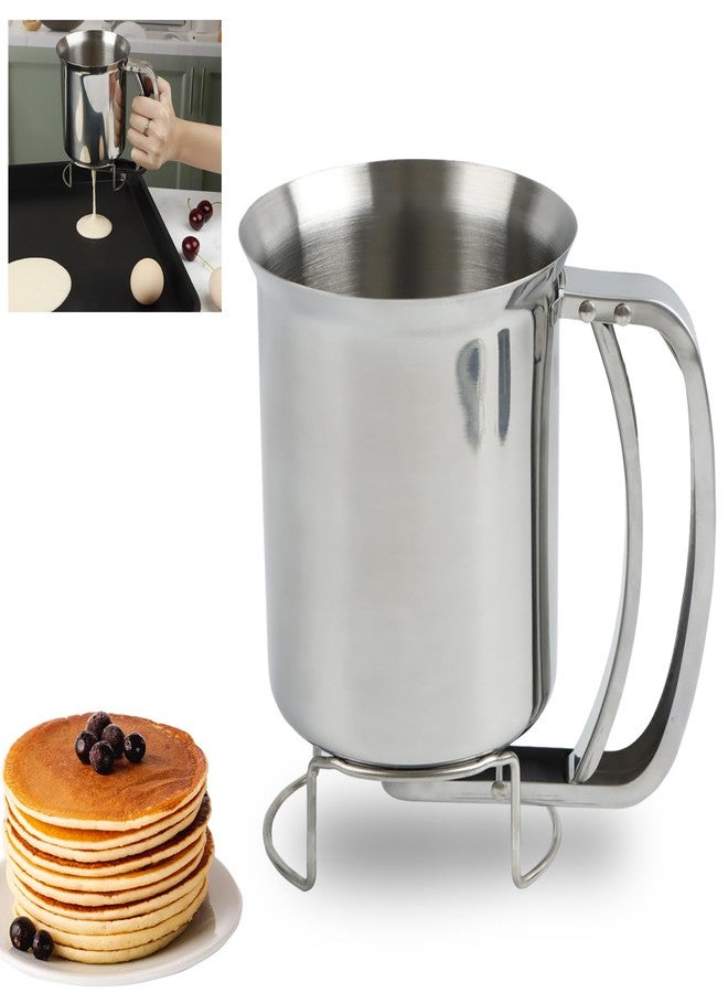 KAYCROWN 800ml Stainless Steel Pancake Batter Dispenser, Handheld Pancake Mix Dispenser, Cupcake Batter Dispenser for Baking Cake Cupcakes Crepes Waffles Pancake Kitchen Tool, Easy to Clean - Image 1