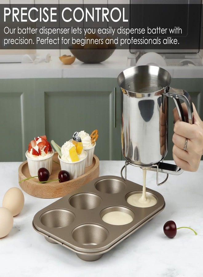 KAYCROWN 800ml Stainless Steel Pancake Batter Dispenser, Handheld Pancake Mix Dispenser, Cupcake Batter Dispenser for Baking Cake Cupcakes Crepes Waffles Pancake Kitchen Tool, Easy to Clean - Image 4