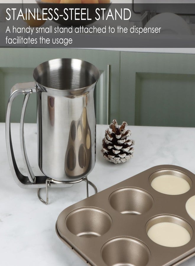 KAYCROWN 800ml Stainless Steel Pancake Batter Dispenser, Handheld Pancake Mix Dispenser, Cupcake Batter Dispenser for Baking Cake Cupcakes Crepes Waffles Pancake Kitchen Tool, Easy to Clean - Image 5