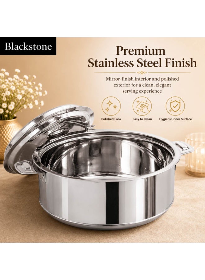 BLACKSTONE Stainless Steel Casserole Lightweight Easy to Handle Hotpot with Lid Silver-Madina 5000ml/5.0Ltr - Image 3