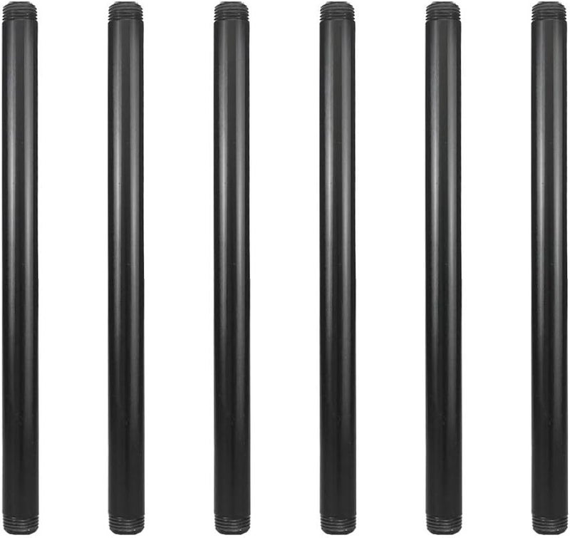 GeilSpace 6 Pack 1/2" × 12" Pre-Cut Black Metal Pipe, Industrial Steel Fits Standard Half Inch Black Threaded Pipes and Fittings - Vintage DIY Industrial Shelving (1/2" × 12") - Image 1