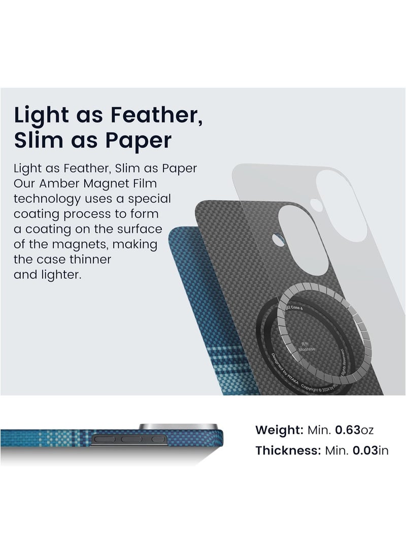 PITAKA pitaka for iPhone 16 Plus Case Compatible with MagSafe, Thin & Light iPhone 16 Plus Case with a Caseless Feel, 1500D Aramid Fiber Woven Tactile Woven Case - Moonrise  - Image 3