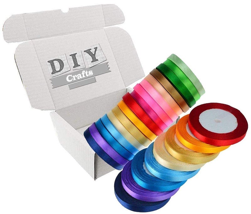 Diy Crafts 13427 32 Roll 16 Colors 349 Yard Satin Ribbons Baotongle Fabric Ribbon Silk Satin Satin Ribbon Rolls, Pack of 32 Rolls, Shade No# 5 (Multicolor) - Image 1