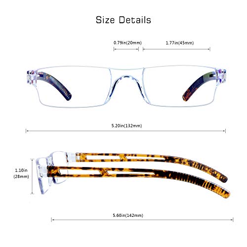 VisionGlobal 8 Pairs Reading Glasses, Blue Light Blocking Glasses, Computer Reading Glasses for Women and Men, Fashion Square Eyewear Frame (4clear+4tortoise,+1.50 Magnification) - Image 3