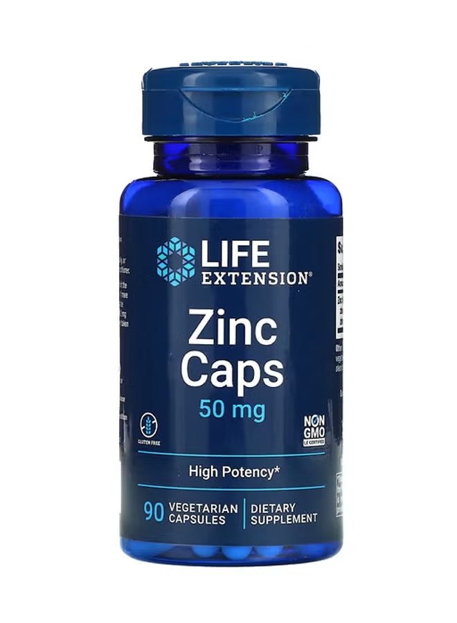Life Extension Zinc Caps, High Potency, 50 mg, 90 Vegetarian Capsules - Image 1