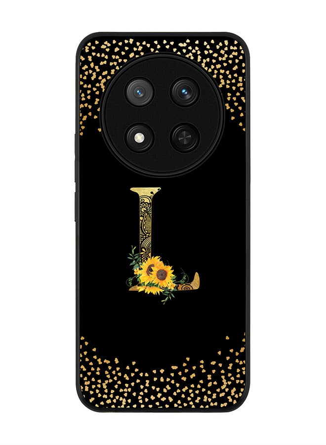 Stylizedd غطاء لهاتف Honor X9c / Honor Magic7 Lite 5G، حماية كاميرا نحيفة، غطاء هاتف مضاد للصدمات - مونوغرام زهور مخصص - L (أسود) - Image 1