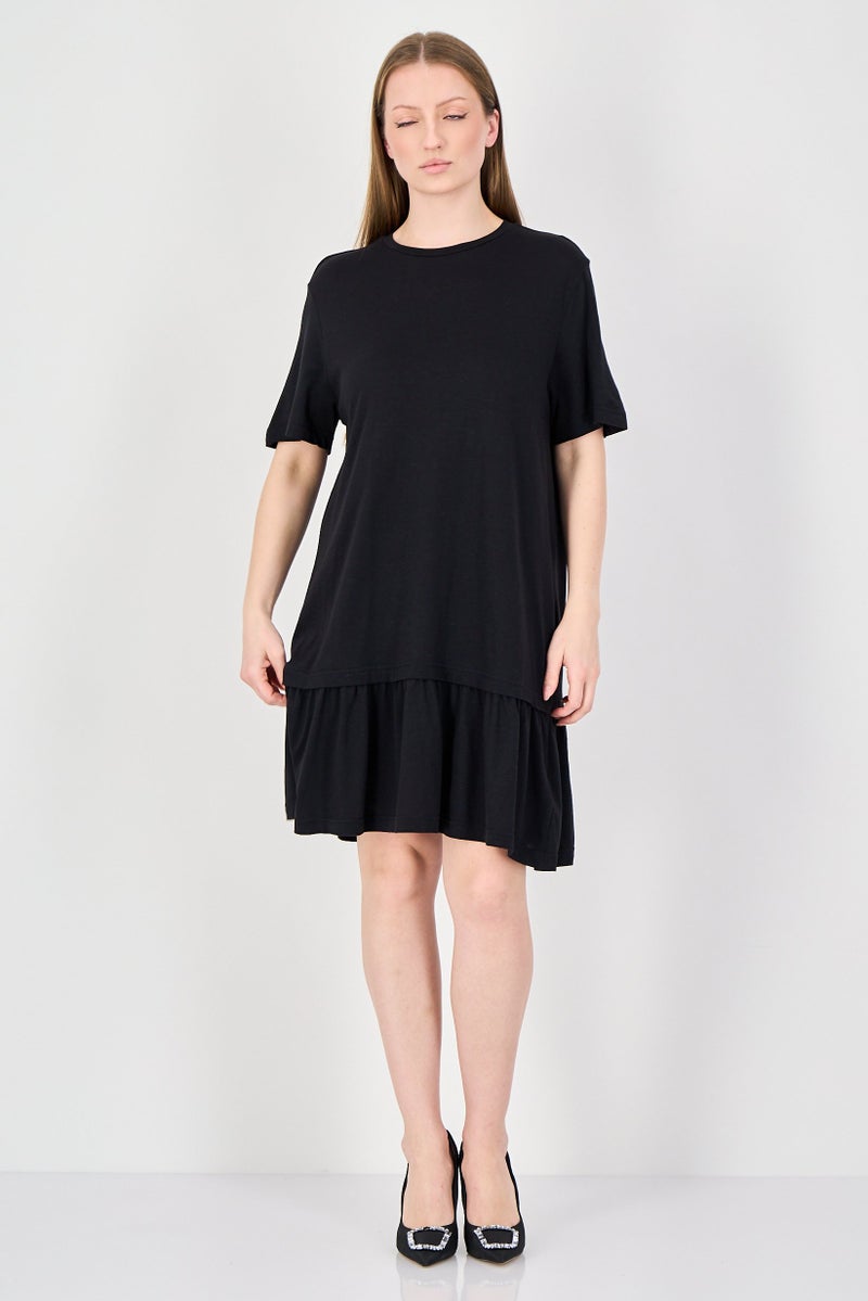 MONKI Women Plain Mini Dress, Black - Image 4