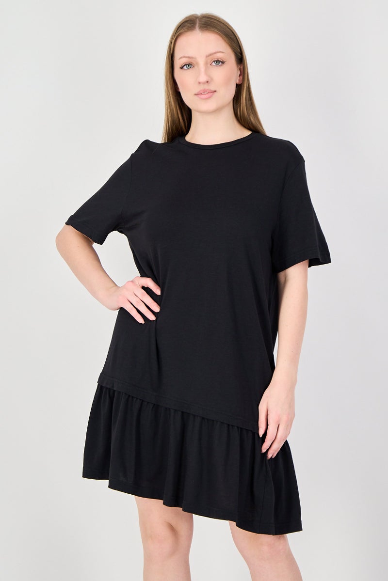 MONKI Women Plain Mini Dress, Black - Image 1