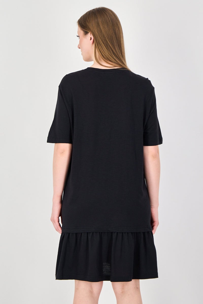 MONKI Women Plain Mini Dress, Black - Image 3
