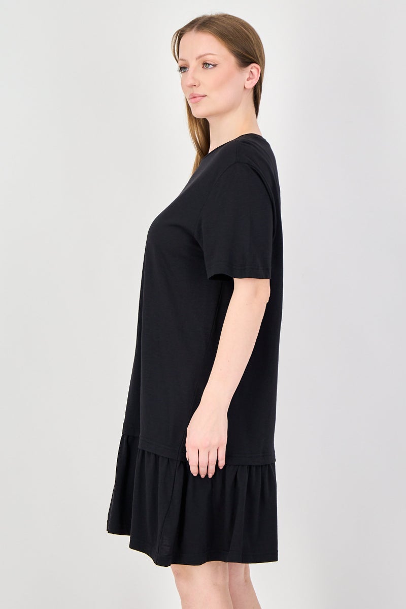 MONKI Women Plain Mini Dress, Black - Image 2