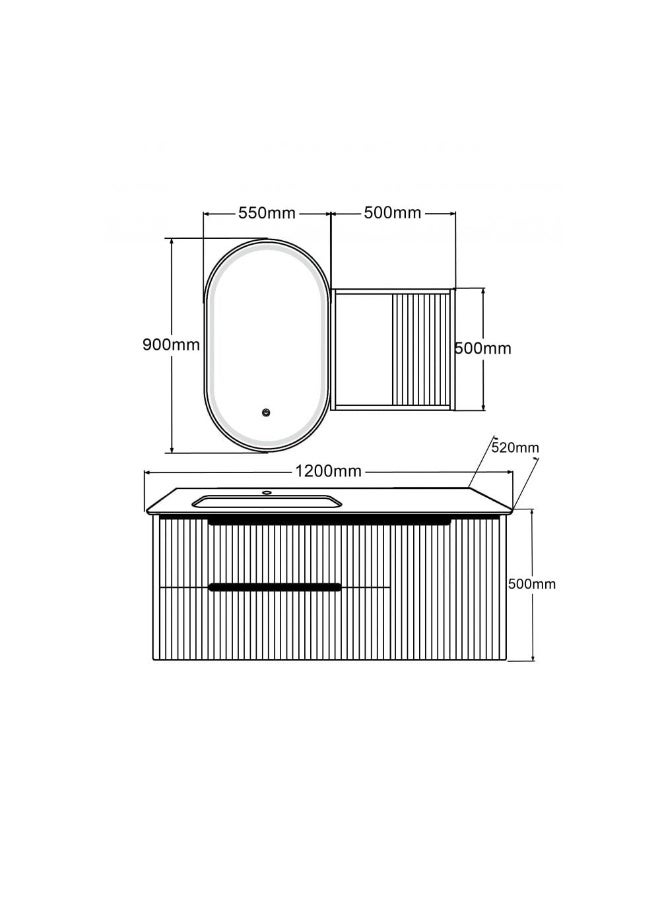 DANUBE HOME Milano Luxury And Modular Faye Vanity Led Mirror Touch Switch With 3 Large Storage Drawer And Under Counter Wash Basin Model No. Hs16431  - Image 2