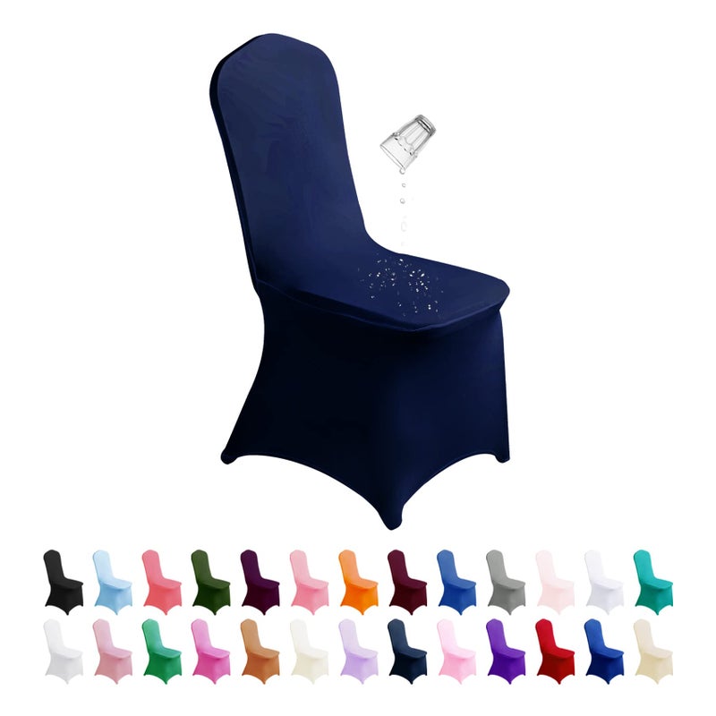 SUPERO Waterproof Spandex Chair Cover 25PCS Stretch Dining Chair Covers Polyester Outdoor Chair Covers Protector Stretch Chair Cover for Party Universal Banquet Wedding Event HotelNavy