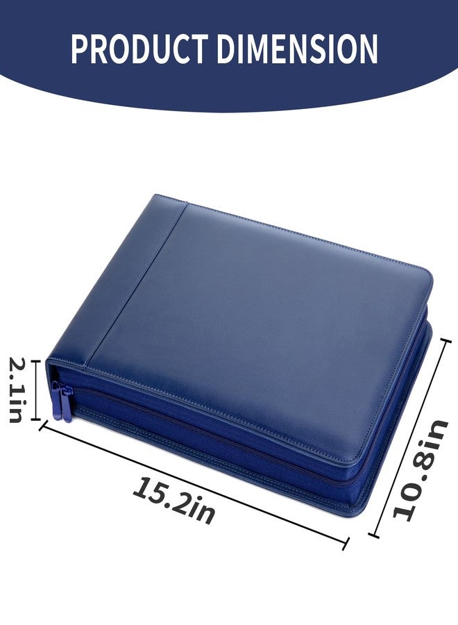 Smarpau 7 Ring PU Leather Check Binder with Zipper Pouch, Holds 600 Checks, Executive Size for 9 13 Inch Sheets, Blue - Image 2