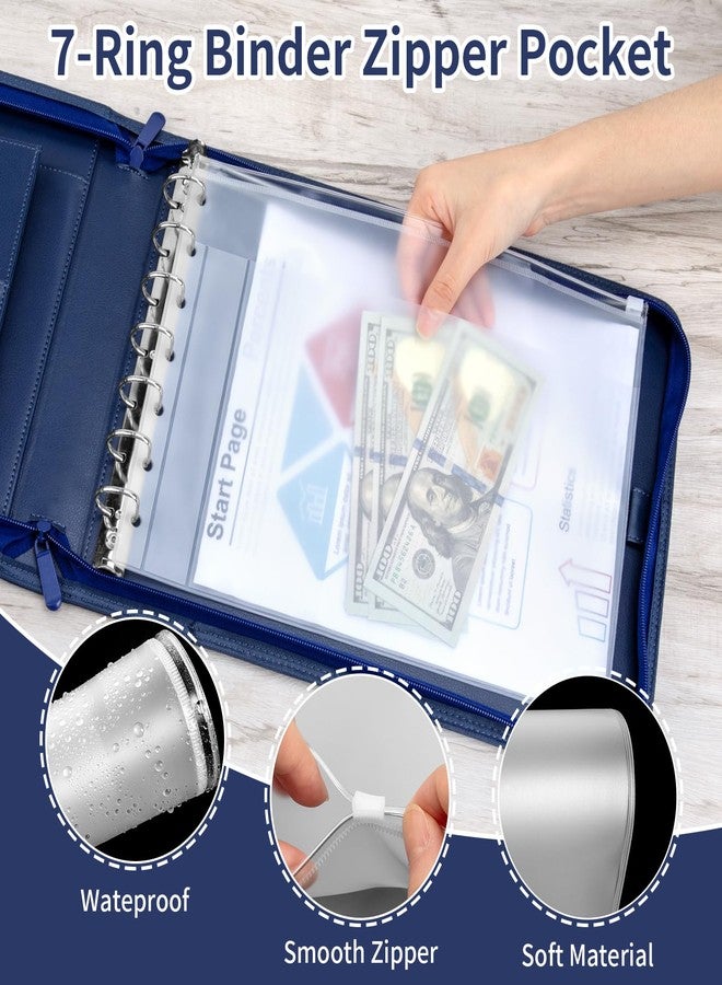 Smarpau 7 Ring PU Leather Check Binder with Zipper Pouch, Holds 600 Checks, Executive Size for 9 13 Inch Sheets, Blue - Image 5