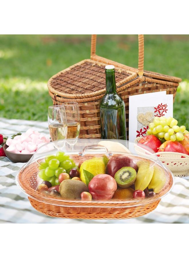 Trez Treamer Rattan Bread Baskets, 2 Pack, Oval Woven Baskets with Acrylic Lids, 15.75 x 11.81 inches, Stainless Steel Tongs, Lace Doilies, for Bread, Fruit, Food Display - Image 5