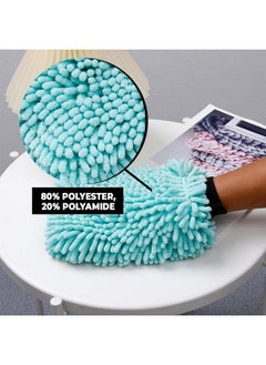 Kuber Industries Kuber Industries Chenille Dry Mitt Gloves | Multi-Purpose Gloves for Kitchen, Home & Laptop Cleaning | Lint & Scratch Free | Super Absorbent | Light Green | Convenient and Versatile Cleaning Mitts  - Image 3