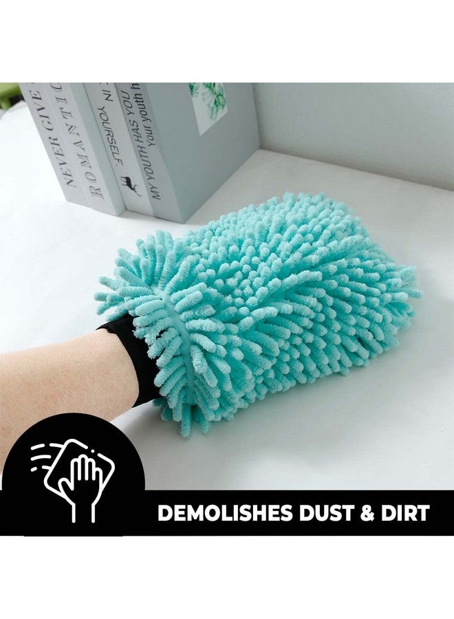 Kuber Industries Chenille Dry Mitt Gloves | Multi-Purpose Gloves for Kitchen, Home & Laptop Cleaning | Lint & Scratch Free | Super Absorbent | Light Green | Convenient and Versatile Cleaning Mitts - Image 4