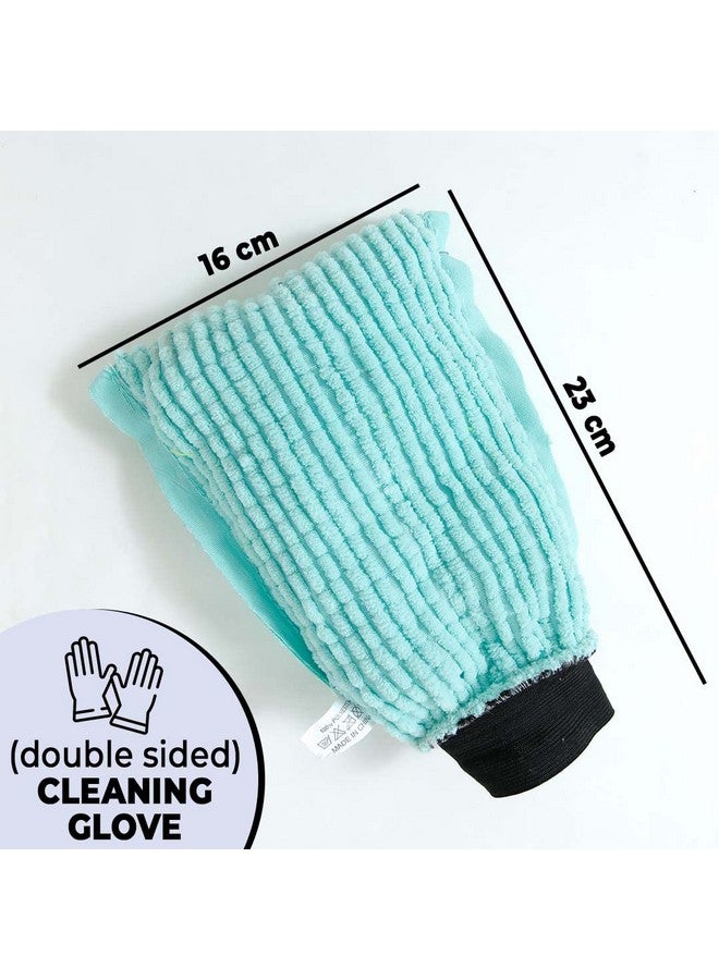 Kuber Industries Chenille Dry Mitt Gloves | Multi-Purpose Gloves for Kitchen, Home & Laptop Cleaning | Lint & Scratch Free | Super Absorbent | Light Green | Convenient and Versatile Cleaning Mitts - Image 2
