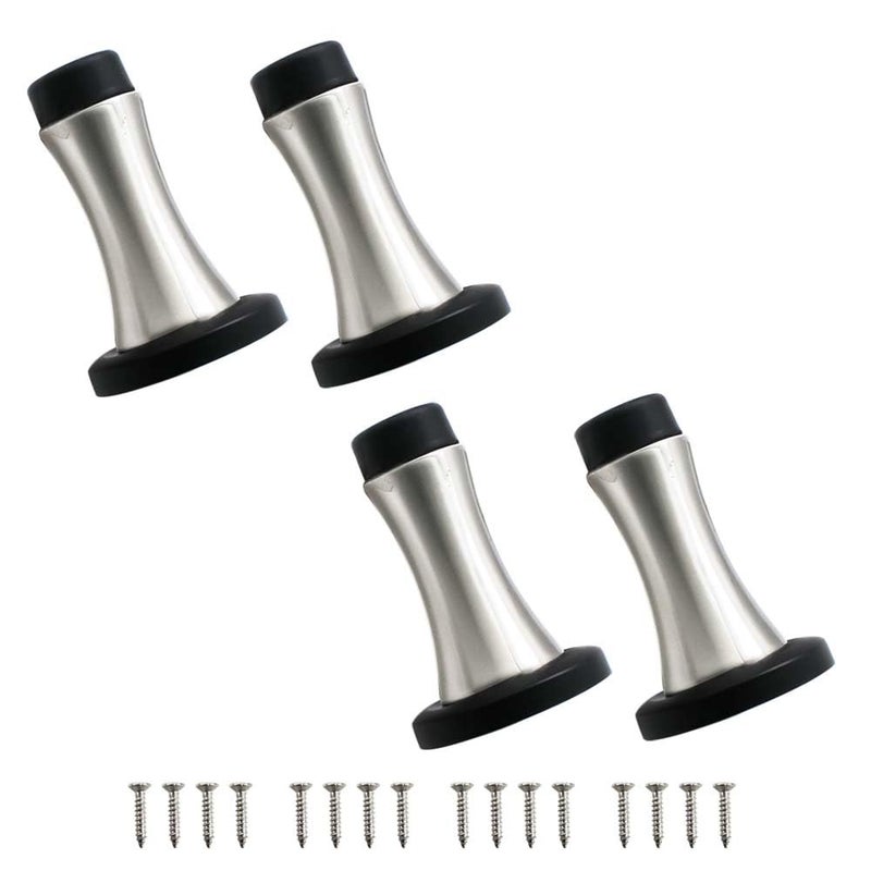 Volo Volo Set of 3 Pcs Heavy Duty Stainless Steel Wall Mounted Door Stops Rigid Door Stopper with Low Mounted Black Rubber Bumper Tips Protect Wall Door for Kitchen Bedroom Office 3  - Image 1