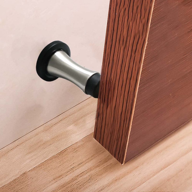 Volo Volo Set of 3 Pcs Heavy Duty Stainless Steel Wall Mounted Door Stops Rigid Door Stopper with Low Mounted Black Rubber Bumper Tips Protect Wall Door for Kitchen Bedroom Office 3  - Image 3