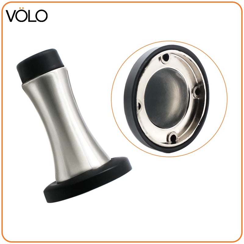 Volo Volo Set of 3 Pcs Heavy Duty Stainless Steel Wall Mounted Door Stops Rigid Door Stopper with Low Mounted Black Rubber Bumper Tips Protect Wall Door for Kitchen Bedroom Office 3  - Image 4