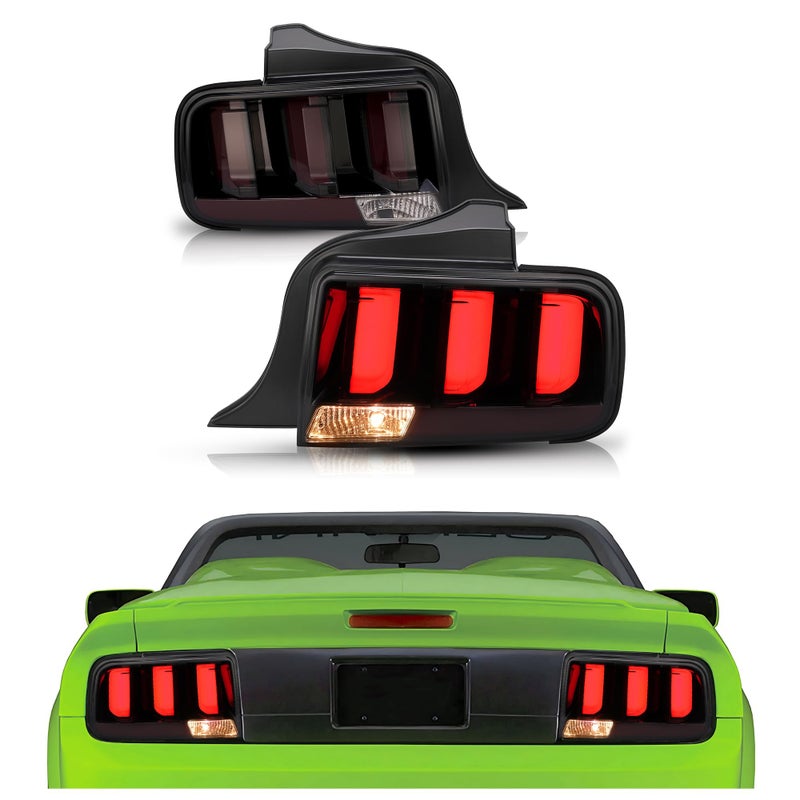 HECASA Tail Lights for 2005-2009 Ford Mustang - Smoke Lens Black Housing