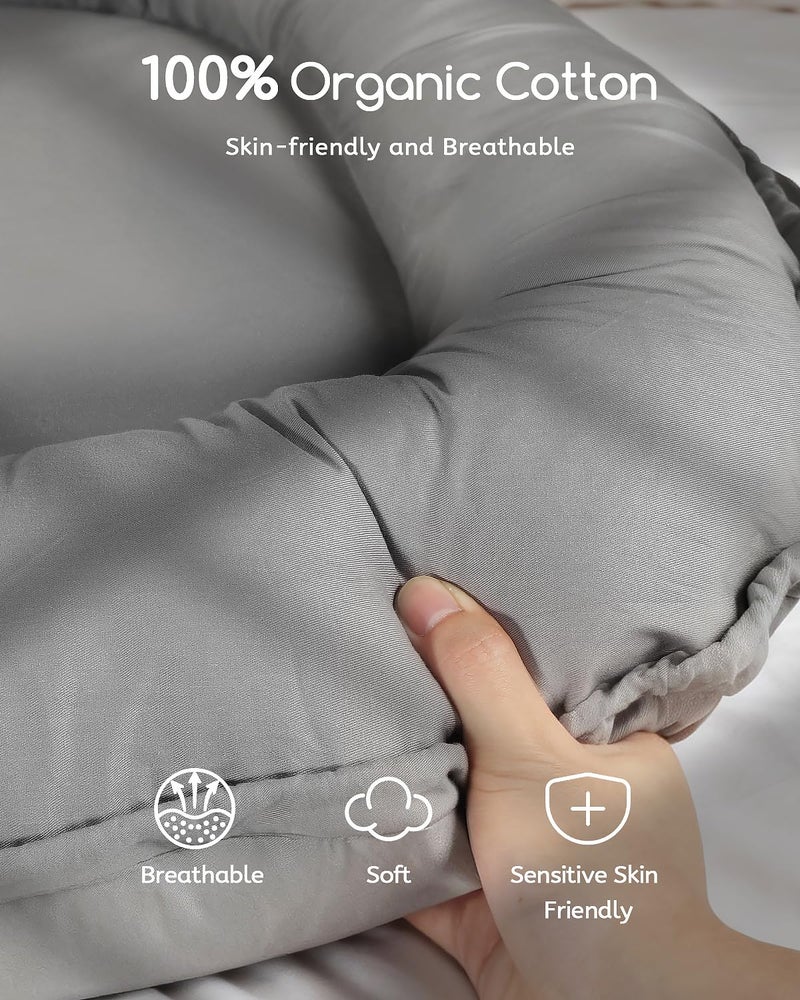 Baobrava Baby Lounger - Infant Lounger for Newborn 0-24 Months, Pure Cotton Breathable Baby Nest Lounger, Newborn Essentials for Baby Boys & Girls, Portable Baby Lounger for Home and Travel - Image 3