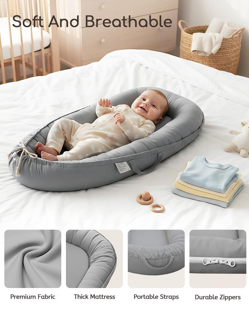 Baobrava Baby Lounger - Infant Lounger for Newborn 0-24 Months, Pure Cotton Breathable Baby Nest Lounger, Newborn Essentials for Baby Boys & Girls, Portable Baby Lounger for Home and Travel - Image 5