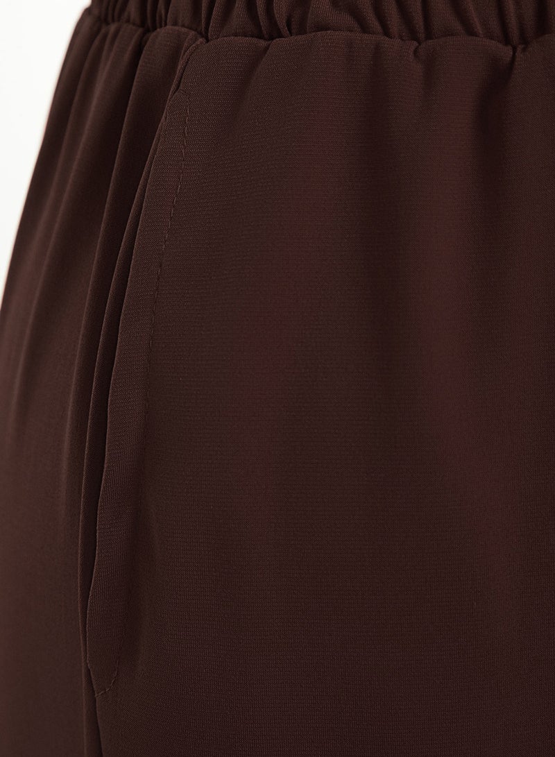 trendyol Brown Wide Leg/ Relaxed Fit High Waist Stretchy Pants Twoss23Pl00129 - Image 3