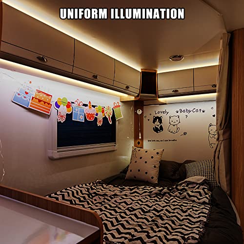 Tatazone 5V USB COB Led Strip Light with RF Remote, 4.92ft 3000K CRI93+ Dimmable USB Powered COB Led Light Strip, Indoor COB Led Light for Cabinet, TV, Camping, Monitor, Showcase, Motorhome - Image 5