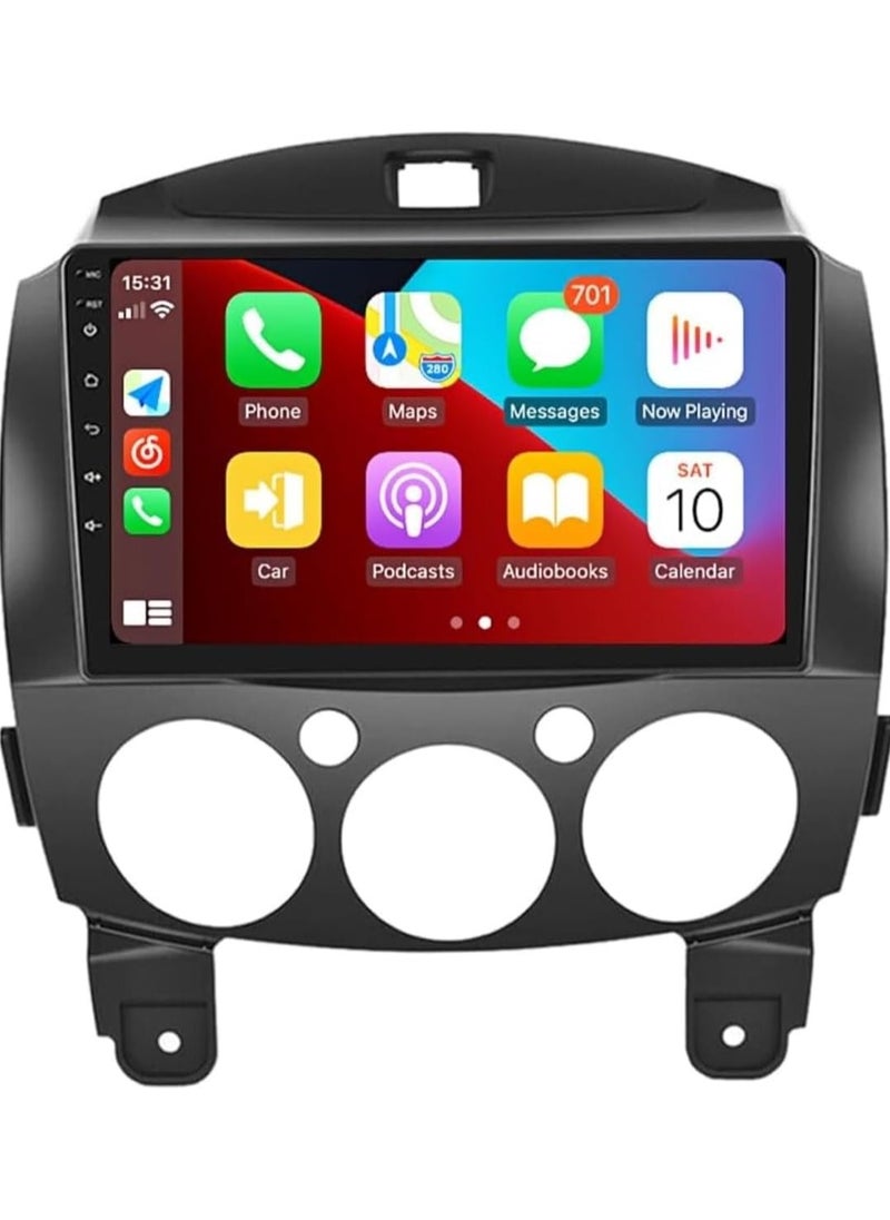Vierex - Android Car Stereo Screen For Mazda 2 Radio 2007-2014 Support Apple Carplay Android Auto Wireless 4GB RAM QLED Touch Screen DSP Bluetooth AHD Camera Included USB Video WiFi GPS - Image 1