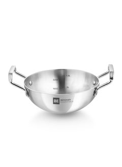 BERGNER BE Essentials TriPly Stainless Steel 18cm Extra Deep Kadai/Indian Wok, 1 L Kadhai, Even Heat Distribution, Consumes Less Oil, Easy to Clean, Gas Stove Compatible, 5-Year Warranty