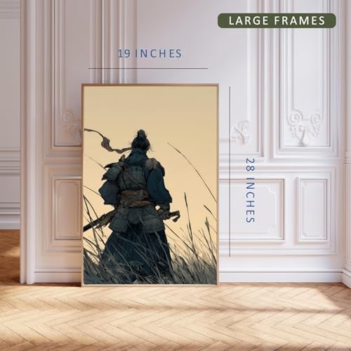 Gamya Framed Japan Samurai Theme Wall Painting Posters For Office, Living Room, Bedroom Wall Decor - Japanese Japandi Samurai Aesthetic Room Decor (Tiger & Samurai (B), 19x29 Inches, Framed) - Image 3