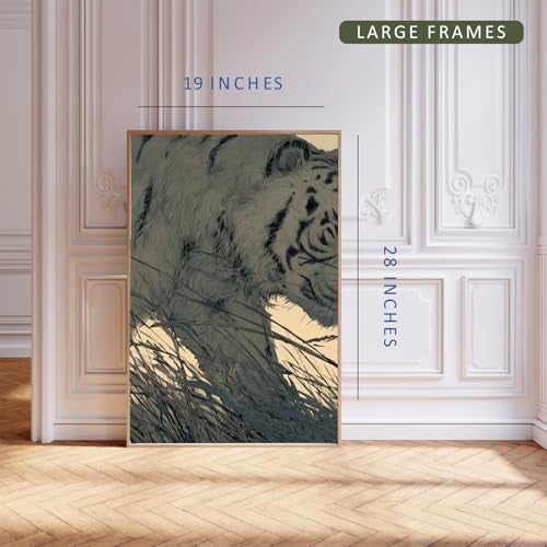 Gamya Framed Japan Samurai Theme Wall Painting Posters For Office, Living Room, Bedroom Wall Decor - Japanese Japandi Samurai Aesthetic Room Decor (Tiger & Samurai (B), 19x29 Inches, Framed) - Image 2