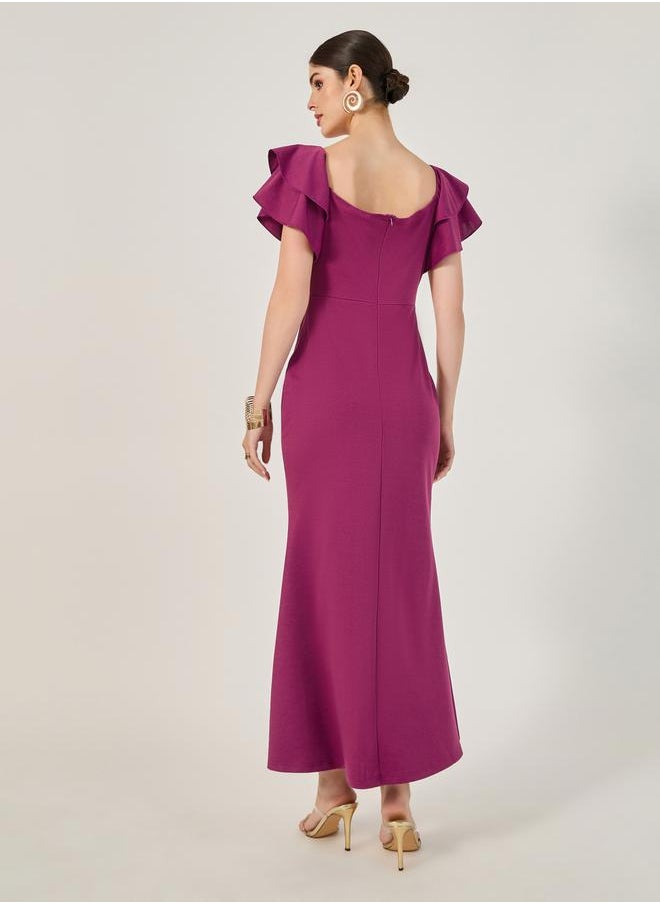 Styli Ruffled Sleeve Mermaid Dress  - Image 5