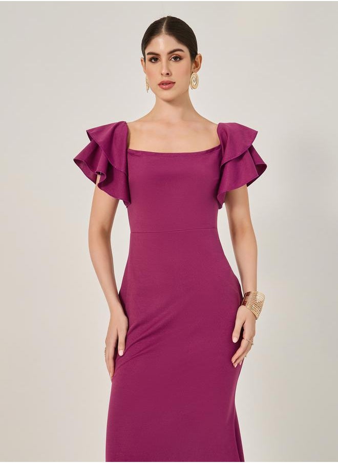 Styli Ruffled Sleeve Mermaid Dress  - Image 3