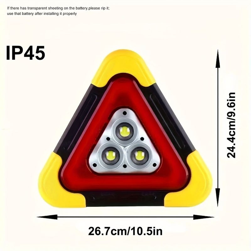 Red Portable Solar Triangle Warning Light with Super Bright LED Traffic Safety Sign - Image 5