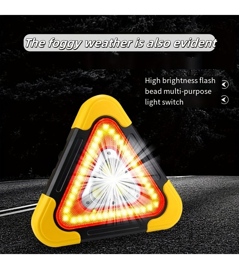 Red Portable Solar Triangle Warning Light with Super Bright LED Traffic Safety Sign - Image 2