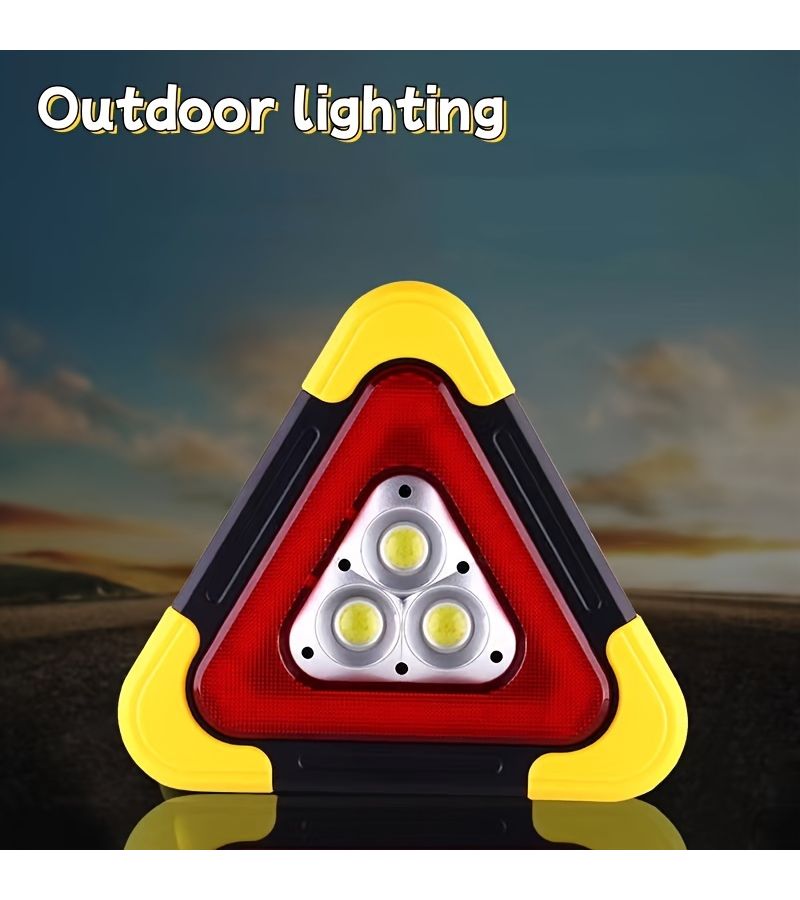 Red Portable Solar Triangle Warning Light with Super Bright LED Traffic Safety Sign - Image 3