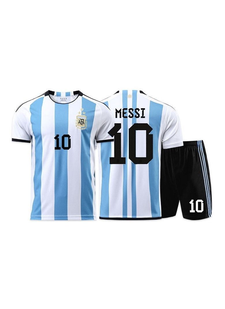 M MIAOYAN M MIAOYAN 2022 World Cup Argentina team jersey No. 10 Messi adult men's and women's football suit suit fan uniform  - Image 1