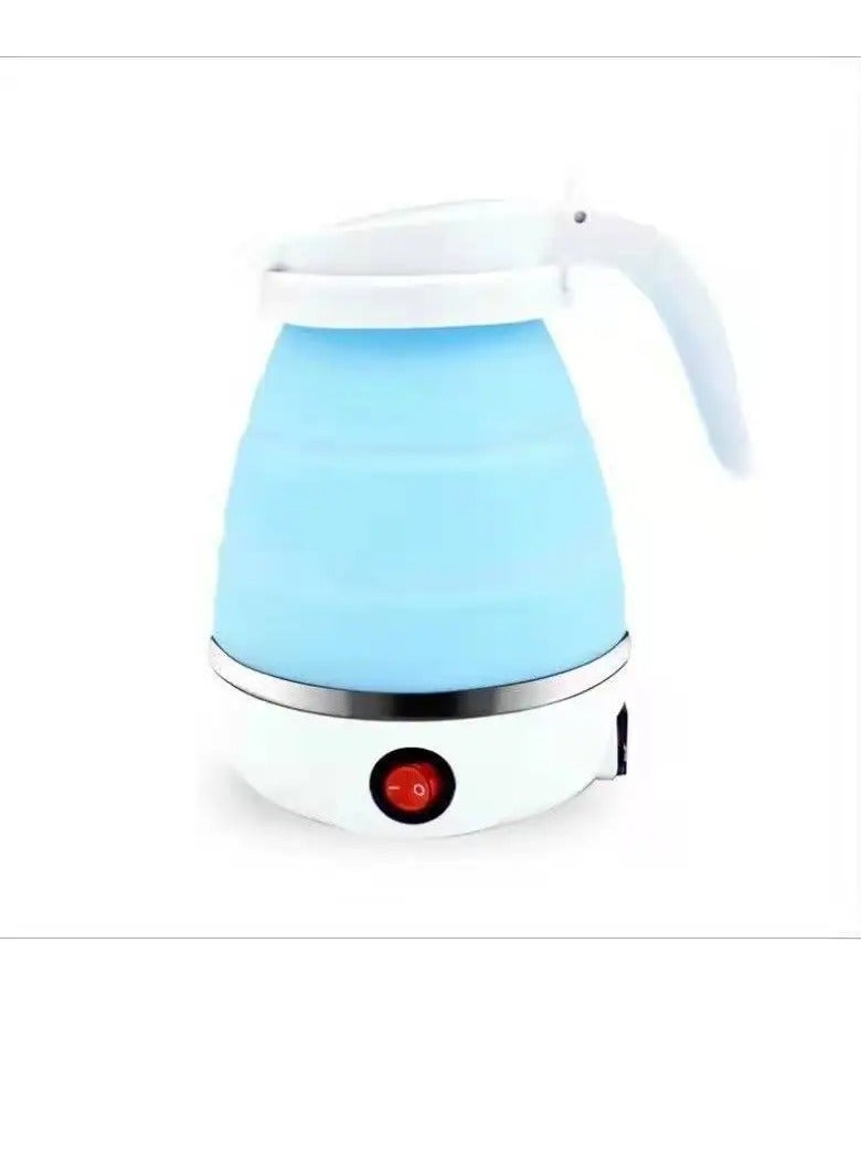 AROAQ Foldable Kettle, Mini Portable Electric Kettle, Leak Proof Stainless Steel Quick Boiling Kettle, Silicone Collapsible Heating Water Boiler Tea Pot For Home Camping Outdoor Travel, (Blue)  - Image 1
