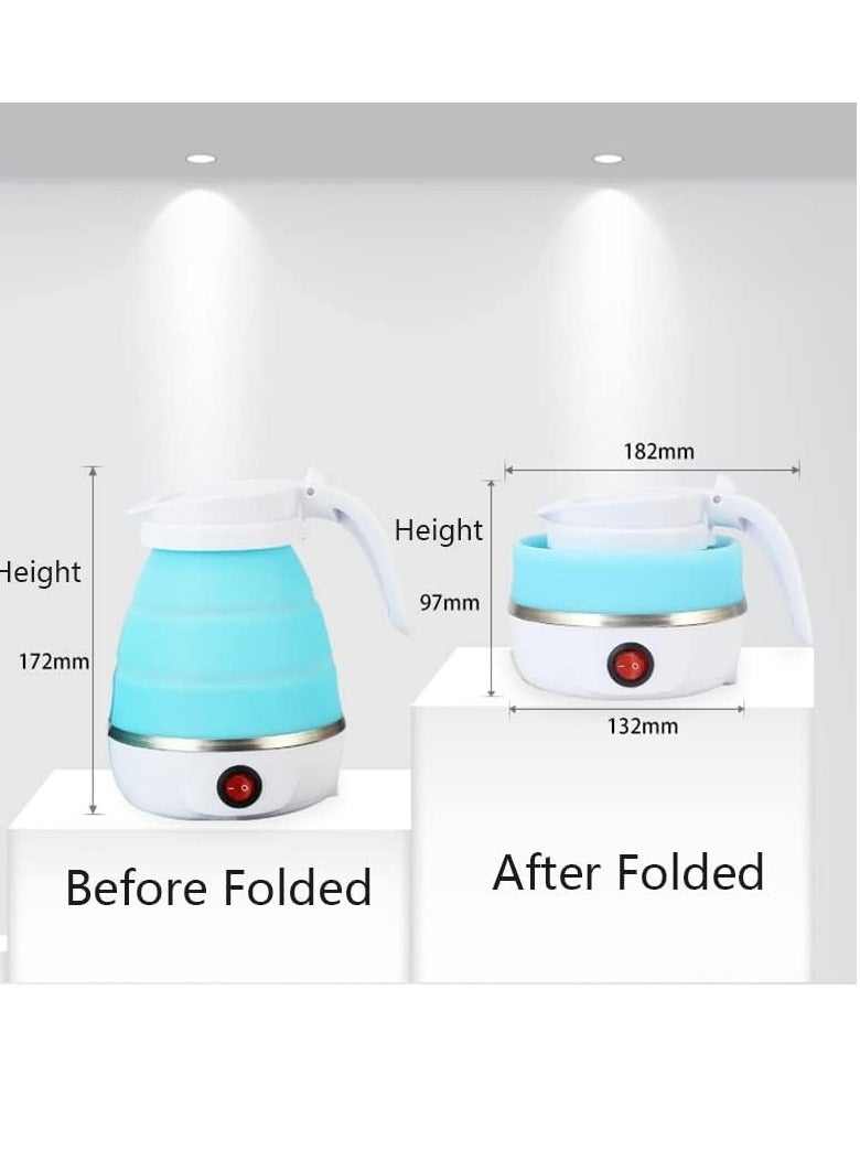 AROAQ Foldable Kettle, Mini Portable Electric Kettle, Leak Proof Stainless Steel Quick Boiling Kettle, Silicone Collapsible Heating Water Boiler Tea Pot For Home Camping Outdoor Travel, (Blue)  - Image 3
